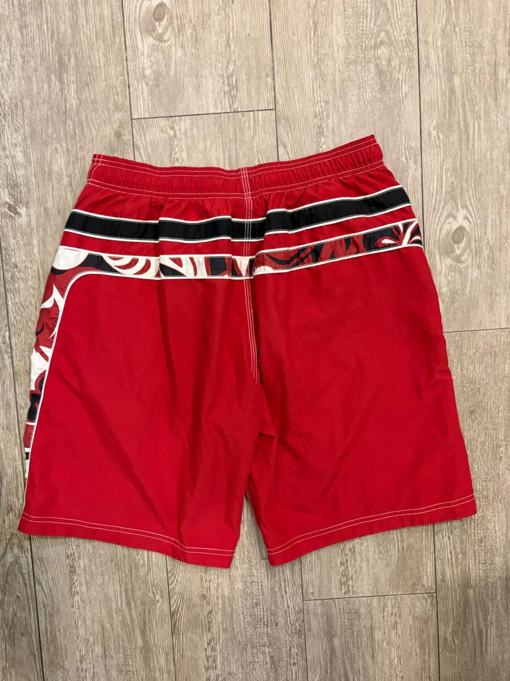 Vintage Speedo Red Tribal Y2K Board Shorts Swim Trunks